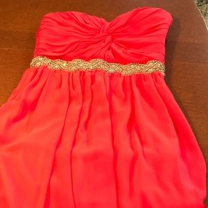 Coral Beaded Homecoming Dress